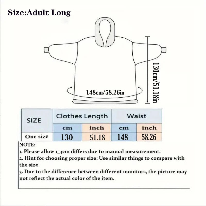 Extra Long Women Halloween Blankets with Sleeves Winter Plush Fleece Homewear Christmas Pajamas Adult Warm Oversized Hoodies