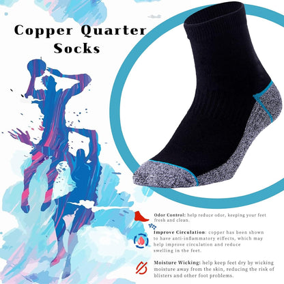 Copper Infused Quarter Socks Improve Foot Health Odorfree Sweatproof