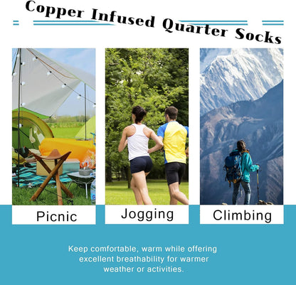 Copper Infused Quarter Socks Improve Foot Health Odorfree Sweatproof