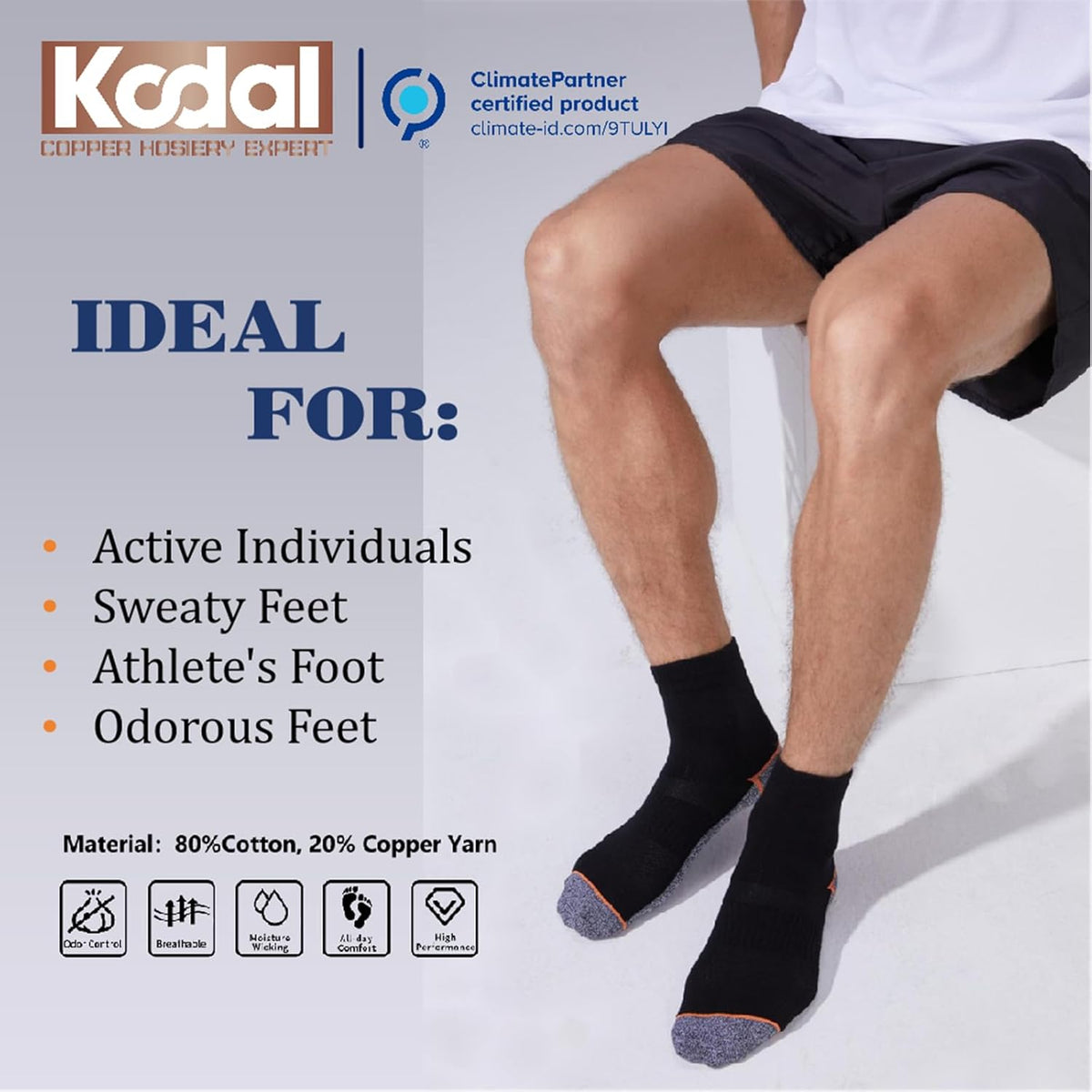 Copper Infused Quarter Socks Improve Foot Health Odorfree Sweatproof