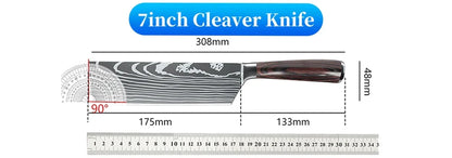 9 Types of Stainless Steel Kitchen Knife, Japanese Chef Knife, Meat Cleaver, Santoku, Bread, Boning, Slicing, Fruit Knife with Gift Box