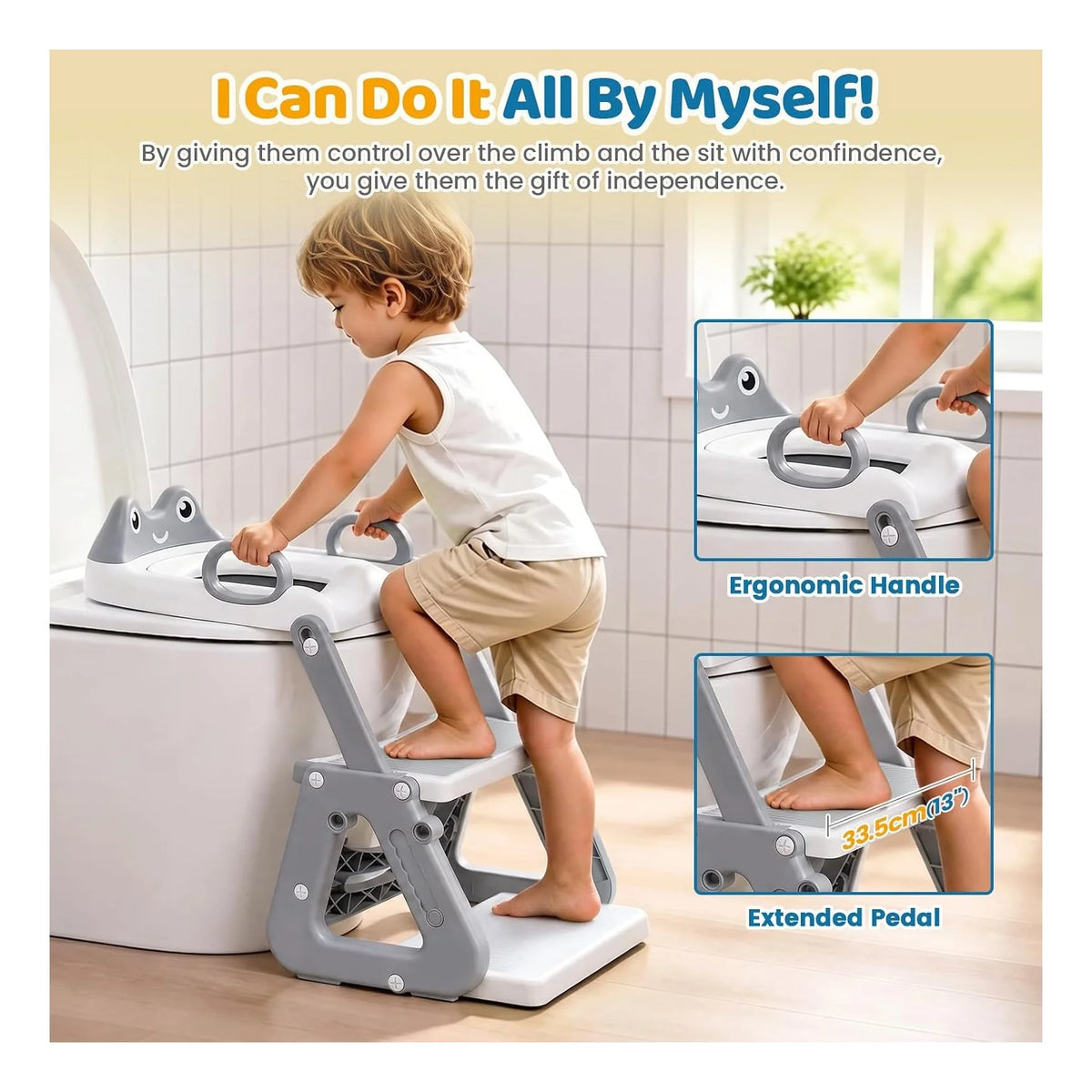 Potty Training Seat with Step Stool, Toddler Toilet Seat with Ladder