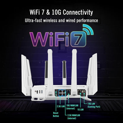 ASUS GT-BE19000AI Tri-Band Wifi 7 AI Gaming Router - 10G, Game Boost