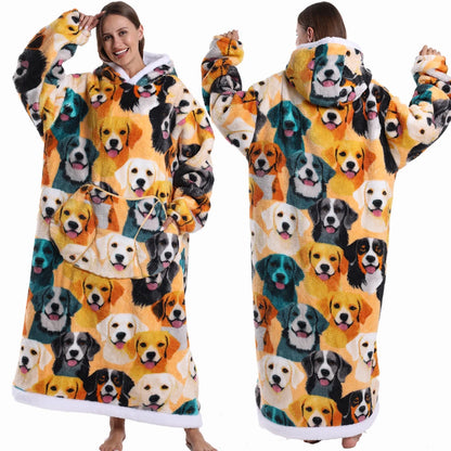 Extra Long Women Halloween Blankets with Sleeves Winter Plush Fleece Homewear Christmas Pajamas Adult Warm Oversized Hoodies