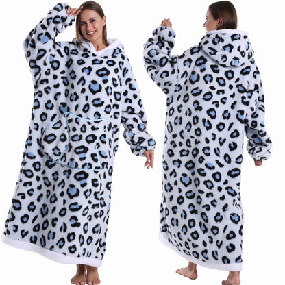 Extra Long Women Halloween Blankets with Sleeves Winter Plush Fleece Homewear Christmas Pajamas Adult Warm Oversized Hoodies