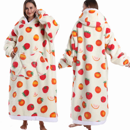 Extra Long Women Halloween Blankets with Sleeves Winter Plush Fleece Homewear Christmas Pajamas Adult Warm Oversized Hoodies