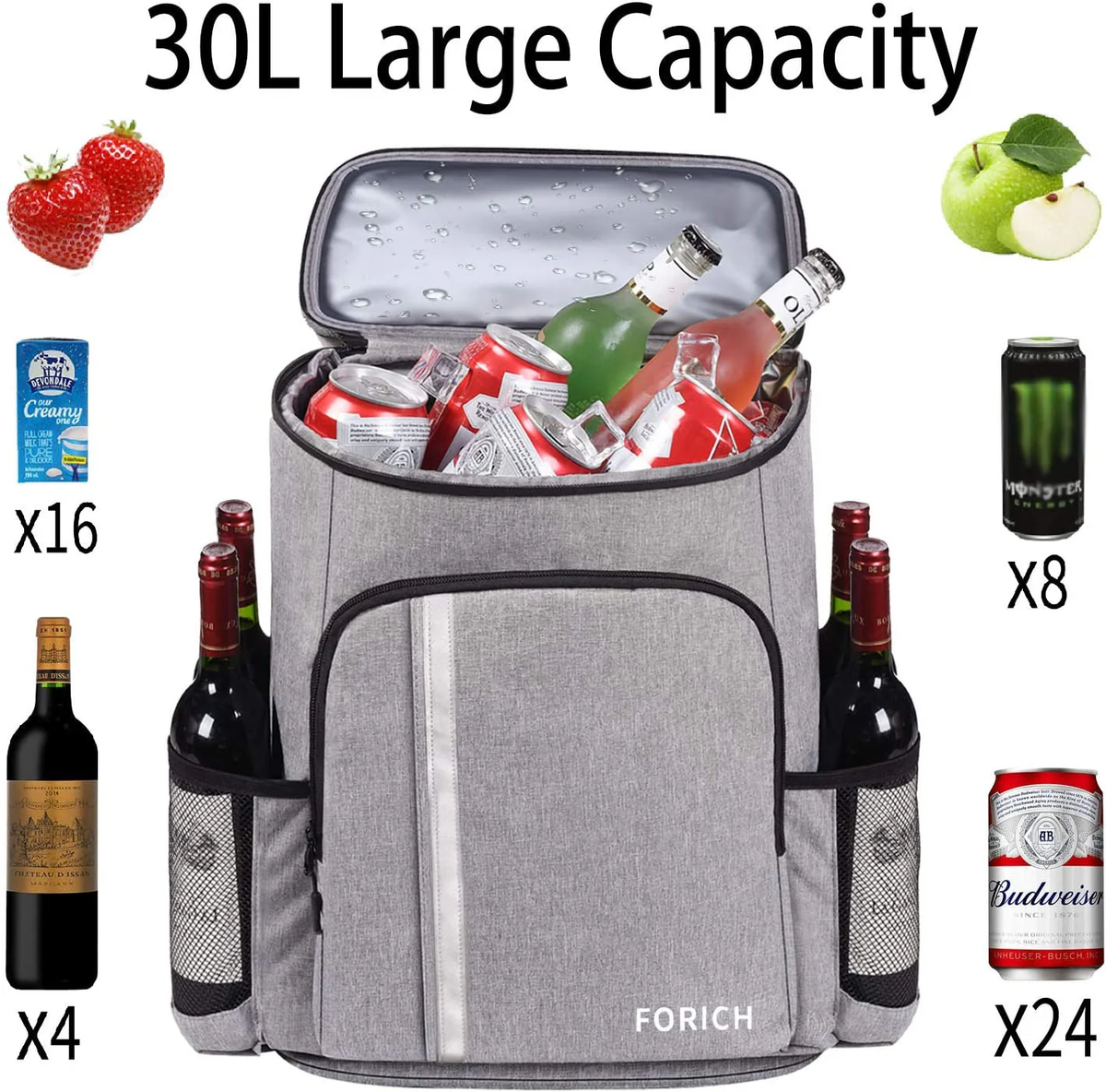 Insulated Backpack Cooler – Leakproof, Waterproof, 30-Can Capacity