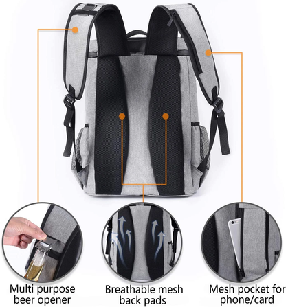 Insulated Backpack Cooler – Leakproof, Waterproof, 30-Can Capacity