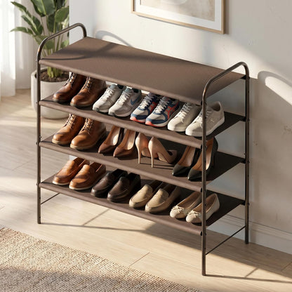 4-Tier Shoe Rack Storage Organizer, 12-20 Pair, Bronze